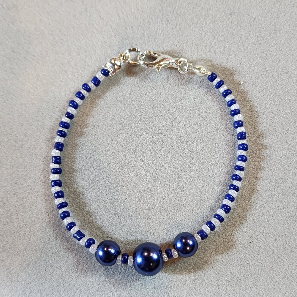 Beautiful blue and white beaded bracelet